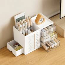 Space-Saving Self-Discipline Desktop Organizer | Plastic Storage Box With Motivational Tracker | Perfect For Student Dorms & Office Desks | Organize Stationery, Track Goals & Maximize Workspace Efficiency