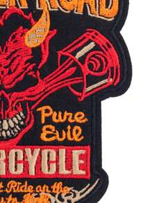 1个红色火焰公牛字母盾形徽章涤纶面料DIY刺绣贴片，适用于四季服装、服饰、鞋子和配饰装饰 - 彩色 - 查看 5