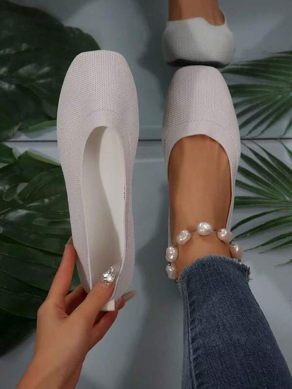 Plus Size Women's Loafers, New Low Vamp Square Toe Flat Breathable Grandma Shoes