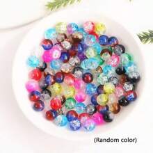 360pcs/720pcs 8mm Two-Color Gradient Crackle Glass Beads Jewelry Making Kit With Scissors, Elastic Wire, Jump Rings For Friendship Bracelets, Earrings, Necklace Jewelry Making, Daily Use Gift Beading Set (Random Colors)