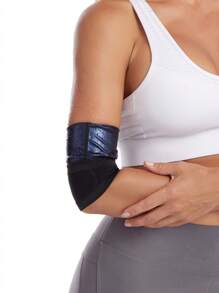 1 Pair Running/Fitness Sweatbands, PU Coated Arm Slimming & Shaping Sleeves, Suitable For Yoga, Sauna, Blue - Blue - View 3