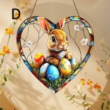 1 Person Easter Bunny Sun Catcher Window Hanging Decoration - Acrylic Spot With Charming Rabbit And Daffodil Design, Perfect For Home, Garden, Office And Outdoor Holiday Decoration, Holiday Decoration|Rabbit Design|Glossy Finish, Easter Decoration, Holiday Decoration Easter Decorations Party Gift