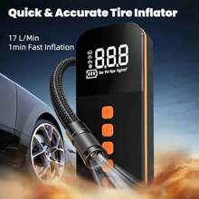Compressor de ar portátil para inflar pneus, bomba de ar para carro de 150 PSI, equipado com medidor de pressão de pneus e luz LED, compressor de ar sem fio recarregável, adequado para carros, bicicletas, motocicletas, bolas e acessórios para carros