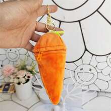 Cute Plush Keychain Stuffed Carrot Key Ring With Bunny Inside Purse Charms Pendant For Car Keys Handbags Backpacks