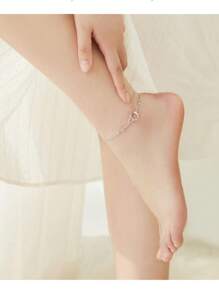 1 件女士时尚空心金属链几何吊坠脚链