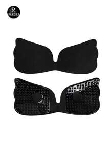 2pcs One-Piece Silicone Angel Wing Adhesive Bra, Breathable, Gathered, Anti-Expansion, Small Breasts Look Bigger, No-Drop, Non-Slip Nipple Stickers, Enlargement, Upper Support, Match With Wedding Dress, Breathable, Seamless, Strapless Adhesive Bra