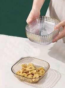 1/5pcs Premium Hard Plastic Tray, Transparent Fruit Bowl Salad Tray, Washable And Reusable Plate, Party Supplies For Birthdays, Celebrations, Buffets, Kitchen Supplies,Kitchen,Christmas Gift