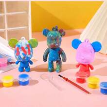 1 Set /5 Sets /10 Sets Of Fluid Bear Painting Sets, Hand-Painted Diy Graffiti Ornaments, Home Decoration, Thickened Plastic Materials, Creative Hand-Made Gifts, Suitable For: Home Decoration, Photography Props, Theme Party Graffiti DIY Materials, Parent-Child Game Painting Keychain Sets,Christmas.Bear Keychain