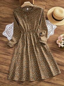 BELISNVOY 2025 New Non-Positioning Corduroy With Pockets Knee Length Dresses - Khaki - View 1