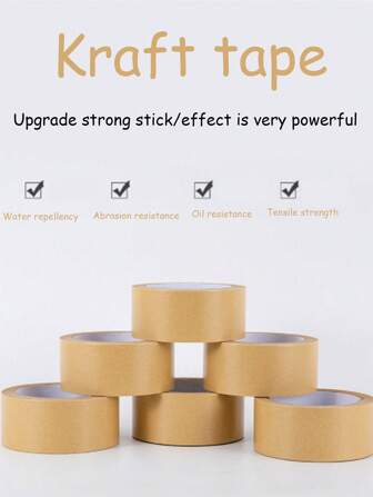 Set de 4 piezas/1 pieza de cinta de papel kraft de alta adherencia para embalaje de paquetería, se puede escribir en 25 metros de papel adhesivo desgarrado a mano, papel kraft autoadhesivo extendido, cinta de oficina, etiquetas para cuentas manuales, pegatinas de grafiti, utilizado para sellar cajas, embalaje de envíos, cinta de sellado de marcos de fotos, se romperá después de despegarlo, cinta de papel kraft resistente para decoración, cinta de papel kraft marrón para embalaje, cinta para enmarcar o sellar, embalaje seguro y resistente, útiles escolares, regreso a la escuela