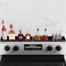 1pc Oven/Range Top Spice Rack, Comes With Magnetic Non-Slip Silicone Spice Jar Mats - Multicolor - View 3