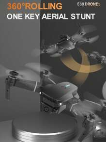 Foldable Remote-Controlled Drone E88 Equipped With Dual Cameras, USB Rechargeable Lithium Polymer Battery, Wi Fi Remote Control, 720p Video, Indoor Use, Beginner Level, Intelligent Obstacle Avoidance