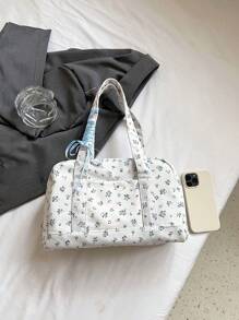 1 bolso de lona con flores para mujer, de gran capacidad y versátil, adecuado para el hombro, cruzado o de mano, ideal para uso diario