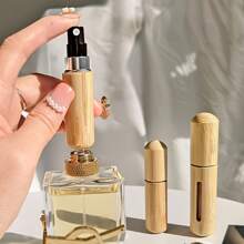 2pcs Luxury Bamboo Perfume Atomizer - Refillable Portable Spray Bottles, 0.17oz/0.27oz, Pocket-Sized Fragrance Dispenser With Transparent Window, Bottom Filling Design For Travel & Outdoor Use
