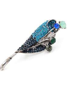 1 pièce Nouvelle broche en métal de printemps pour femmes avec cristal et strass en forme de feuille, de fleur et de plante, broche élégante pour veste et chemise
