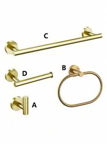 1pc Bathroom Towel Rack Holder, Black Stainless Steel Round Towel Bar, Toilet Paper Organizer, Bathroom Accessories