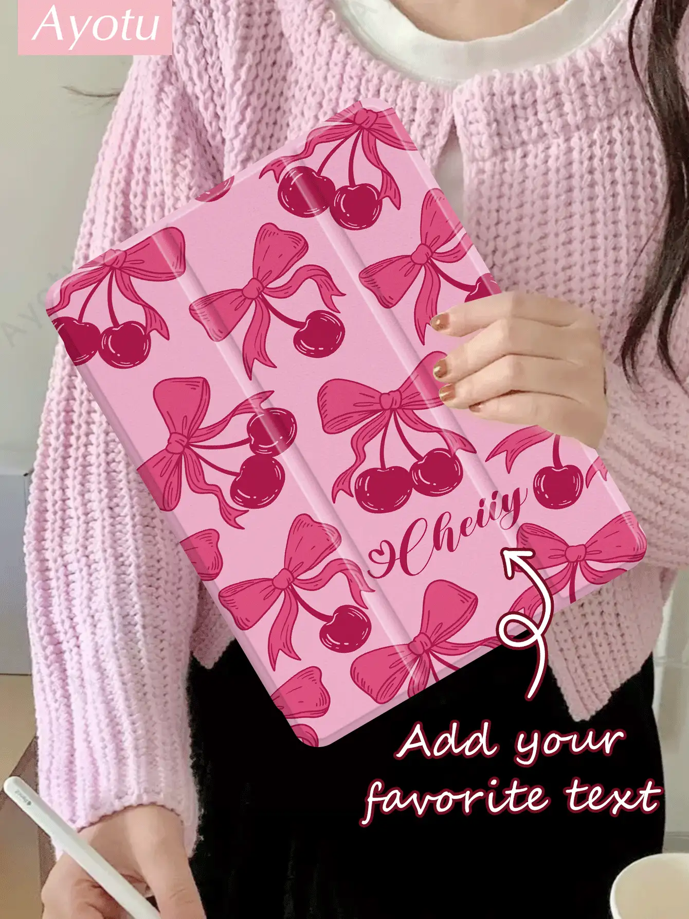 Ayotu 1 pieza Funda protectora personalizada para iPad con diseño de nombre y texto, funda personalizada compatible con iPad de 10.ª generación, iPad Pro 11 pulgadas (M4)-2024, Galaxy Tab S7/S8 de 11 pulgadas, con ranura para lápiz, función de suspensión/activación, gran regalo para niños, familia, mascotas, cumpleaños, aniversario, Año Nuevo, vuelta al colegio - Multicolor - Ver 3