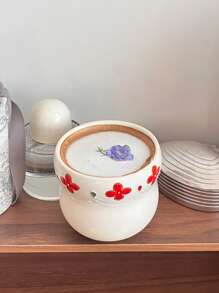 1 szt. 330 ml czerwony ceramiczny kubek z uchwytem, kubek do latte z wytłoczonym wzorem 3D, kreatywny kubek śniadaniowy w stylu chińskim, odpowiedni do mleka, herbaty, soku, deseru, do domu, biura, prezent noworoczny, pamiątka, prezent urodzinowy, restauracja, kuchnia