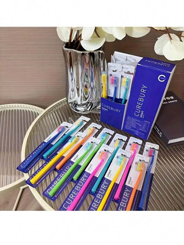 12 escovas de dentes manuais extra macias com estojos protetores - design suave de cabeça inteira, cerdas ultrafinas para limpeza profunda e gengivas saudáveis, adequadas para decoração de banheiro e casa de adultos, volta às aulas no verão