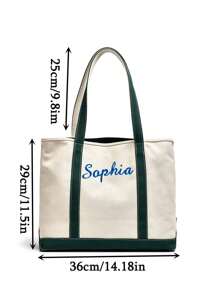 定制帆布手提包，刺绣字母设计手提包，适合作为教师礼物、新娘派对礼物、伴娘礼物 - 彩色 - 查看 8