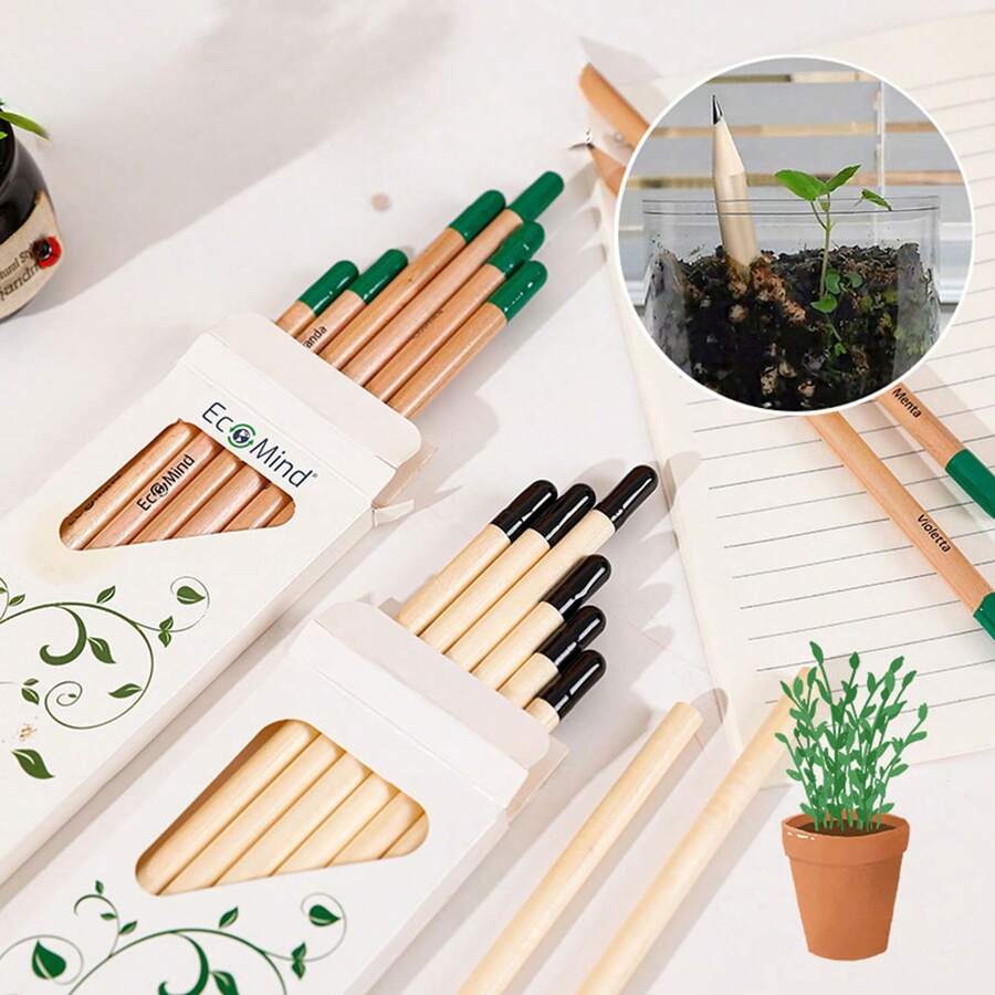 8 cái/16 cái Bút chì hạt giống sáng tạo Bút hạt giống nảy mầm Chậu cây con Bút chì hạt giống có thể trồng trở lại trường học - Nhiều màu - Xem 1