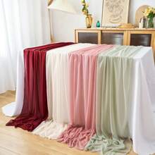 1pc 73"X300" Chiffon Table Runner, Light Blush Chiffon Table Cloth/Scarf, Transparent Weddings Table Linens With Silver Glitter, Suitable For Elegant Wedding, Rustic Bohemian Party, Bridal Shower, Baby Shower, Princess Party, Dessert Table, Bridal Banquet, And More - Multicolor - View 2