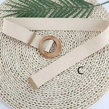 1pc Women's Solid Color Casual Bohemian Retro Street Elegant Elastic PP (Polypropylene) Woven Belt, Suitable For Summer