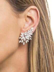 1 Pair Premium European Glamorous Sparkling Leaf Design Dangling Earrings, Purple Wisteria Elegant Earring For Women