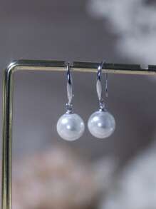 Maisielin Elegant Fashion 7.5-8mm Pearl 925 Sterling Silver Earrings, Hypoallergenic Stud Earrings