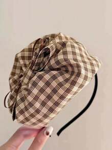 1 件女士格子蝴蝶结头带，独特复古百搭发带，用于隐藏白发，旅行发夹 - 彩色 - 查看 7
