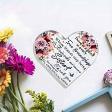 1pc Acrylic Heart-Shaped Plaque - 'True Friendship To Sisters' Inspirational Desk Decor, Perfect Birthday & Anniversary Gift For Sisters, Non-Biological Sisters, Girls Gifts Graduation