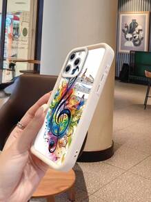 1 pieza Funda de silicona para teléfono de moda, resistente a las huellas dactilares y rayones, con diseño de nota musical colorida, compatible con Apple///OPPO/Realme/Infinix