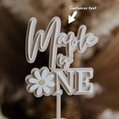 1pc Customized Daisy 1st Birthday Acrylic Cake Topper, Personalized Children's Birthday Cake Decoration, ONE 1st Birthday Cake Topper, Multifunctional, Adjustable, Durable, Reusable, Decorative