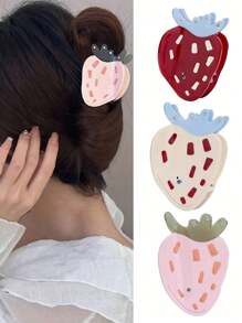 1 件仿草莓装饰发夹，简约优雅的女性设计