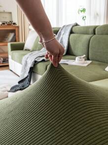 1 件简约现代条纹沙发套，弹力全包沙发套，适合所有季节 - 綠色 - 查看 7