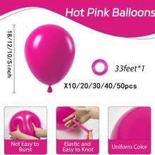 10/20/30/40/50 个玫瑰红气球 18/12/10/5 英寸，桃色乳胶派对气球，适用于婚礼、订婚、新娘、单身、热带生日派对装饰 - 玫紅色 - 查看 4