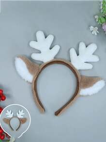 1 pezzo Fascia per capelli con corna marroni a forma di cervo, accessori carini in peluche con orecchie di cervo, accessori per cosplay, proposte realizzate a mano con orecchie di animali artificiali, copricapo per Ognissanti