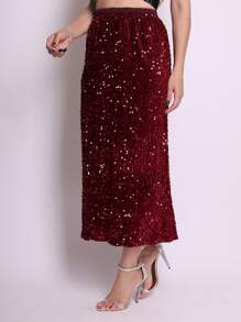 2025BR NEW Sequined Skirt - Red - View 4
