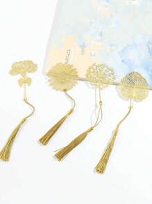 Flower Metal Bookmark, 1 Metal Tassel Bookmark, Gold Hollow Bookmark, Suitable For Book Fans, Writers, Readers, Teenagers, Men, Women, Adults, Essential For Back To School Season - Multicolor - View 2