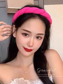 1/2件装韩国麻花百搭发带女增高头顶细边日常头带轻便不夹网状红色多色发夹