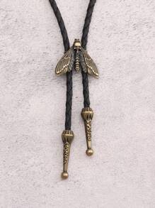 1pc Retro Distressed Unique Skull, Insect & Animal Pattern Bolo Tie Necklace, Hollow Butterfly Shirt Woven Leather Bow Tie Adjustable Tie String, Party Decor, Birthday Gift For Boyfriend, Teacher - Bolo Necklace - View 2
