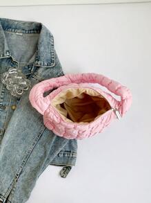 女士绗缝刺绣云朵荷叶边单肩包手提包