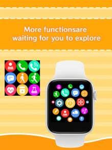Montre intelligente avec bracelet en silicone pour adolescents, écran tactile TFT HD de 1,44", prévisions météorologiques, suivi multisports, alarme, affichage de la date, lecteur de musique, rappel d'appel téléphonique, compatible avec Android et IOS, convient pour les cadeaux, l'école, le sport, la fête