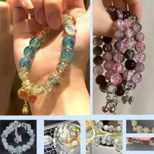 420pcs 8mm Snowflake Crack Glass Beads Jewelry Making Kit For DIY Earrings, Friendship Bracelet, Necklace Jewelry Making, Daily Use Gift Beading Set (Random Colors) - Snowflake Crack - View 4