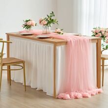 1 pieza, 8 metros de tela de organza transparente de color rosa pálido para decorar el arco de boda, tela de gasa transparente verde salvia para colgar en el techo, cortina traslúcida para decoración de bodas, compromisos, fiestas de cumpleaños, adecuada para Navidad, San Valentín, ceremonias de graduación y fiestas en general. Decoración de barandilla de escalera con red traslúcida. - Rosa Pálido - Ver 7