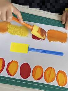 5pcs Plastic Handle Flat Head Sponge Brushes, Educational Painting Doodle Sponge Applicator. Unleash Imagination, Create Endlessly.