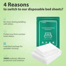4 PCS Disposable Bed Sheet Queen Size, Travel Sheet For Hotel, Disposable Sheet For Travel Bedding Cover Portable Sheet With 1 Quilt Cover, 1 Sheet And 2 Pillowcase For Travel Business Trip Spa Hotel