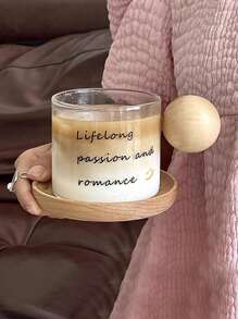 Vintage French Glass Cup With Cute Wooden Handle, Żaroodporne szkło, Kubek na mleko, Kubek do latte, Kubek na płatki śniadaniowe