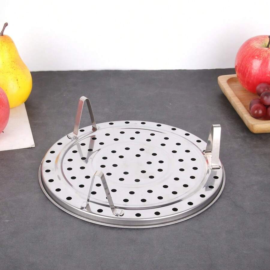 1 pieza Plato para cocinar al vapor de uso doméstico, Rejilla redonda de vapor con separación de agua, Cesta de vapor triangular, Cajón de vapor, Juego de cocina a vapor
