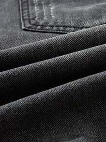 男士轻薄夏季新款时尚做旧薄款牛仔短裤 - 深灰色 - 查看 3